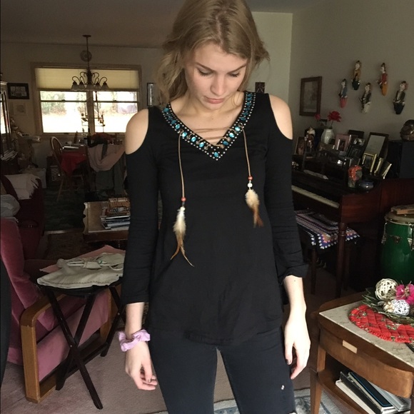 Boho Long Sleeve Cut Out Shirt