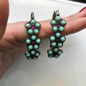 Blue and purple flower earrings