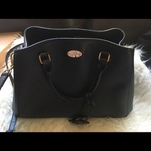 Coach black leather satchel small margot carryall