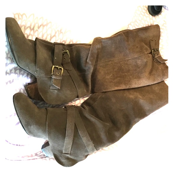 Brown Suede Slouch Boots