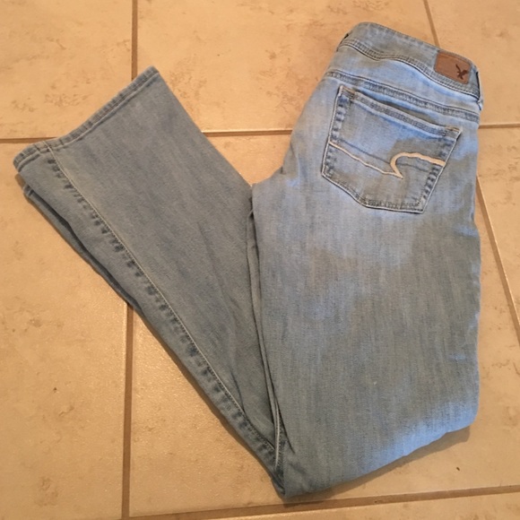 American eagle light wash kick boot stretch