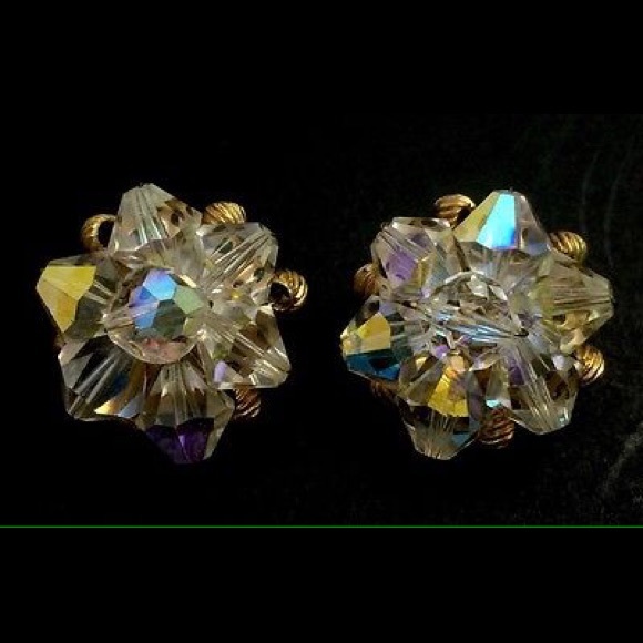 Vintage Aurora Borealis Rivoli Crystal Bead Gold - Picture 3 of 4