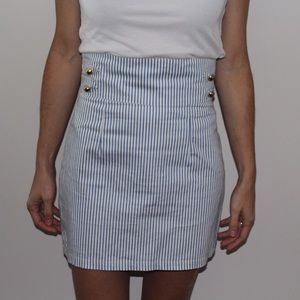 H&M High-waisted White and Blue Skirt. Sz 6
