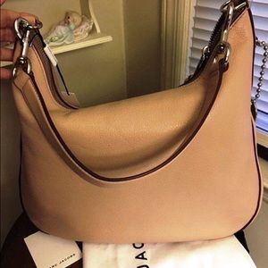 MARC JACOBS NUDE RECRUIT LEATHER HOBO SHOULDER BAG