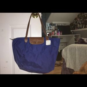 LongChamp Le Pliage Navy Medium Tote