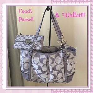 Coach purse and matching wallet - Purple/Grey