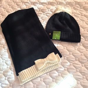 Kate Spade bow beanie and scarf set
