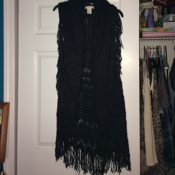 Boho fringy crochet vest cardigan