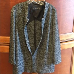 Never worn Zara basics black and gray tweed coat