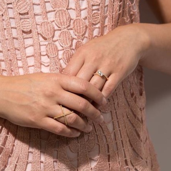 925 Sterling Silver Gold X ring - Picture 4 of 4