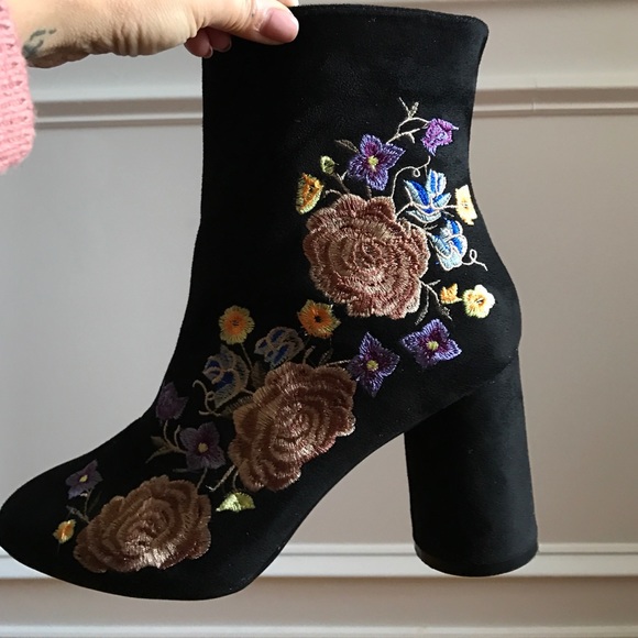 Velvet embroidered boots- never worn!