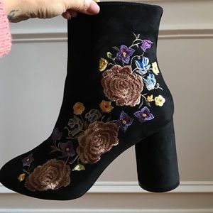 Velvet embroidered boots- never worn!