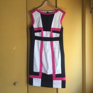 Alfani dress 👗 EUC White, Black and Pink. Size 10