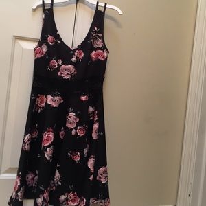 Black floral open belly dress