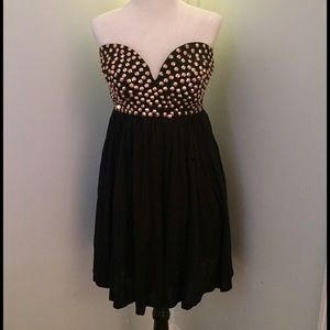 Black dress w/ gold studs NEVER WORN