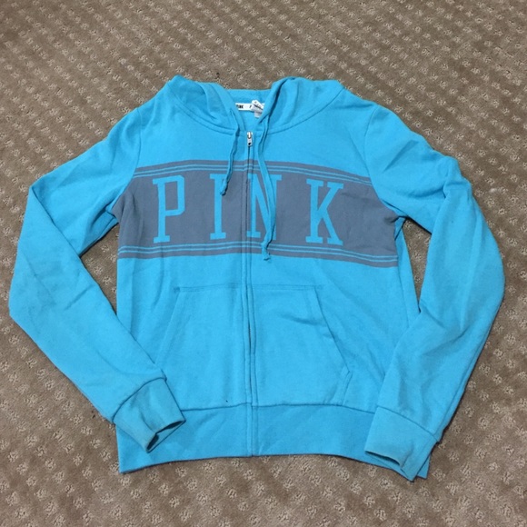 Blue Zip-Up Victoria Secret Pink Sweatshirt