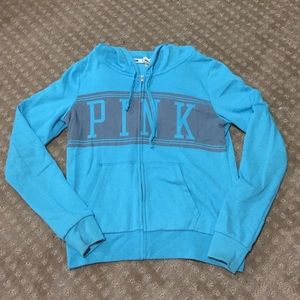 Blue Zip-Up Victoria Secret Pink Sweatshirt