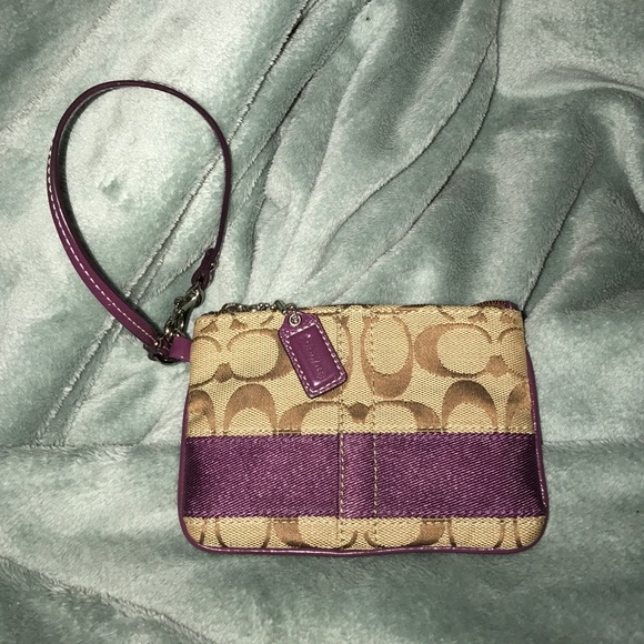 Coach Signature Canvas Wristlet.