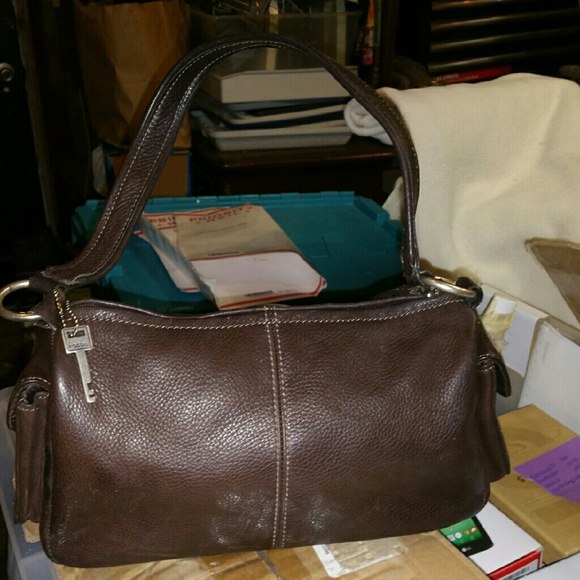 FOSSIL Small brown leather shoulder bag
