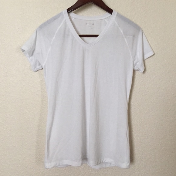 Bright white athletic V-neck