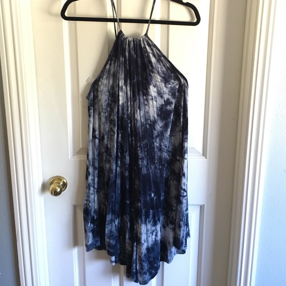 Halter blue tie dye dress