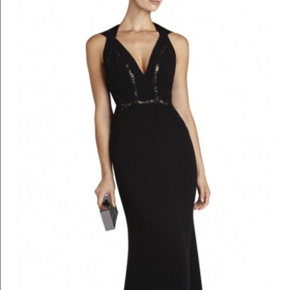 BCBG PENELOPY HALTER V-NECK LONG GOWN!