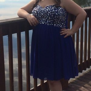 Blue strapless homecoming dress
