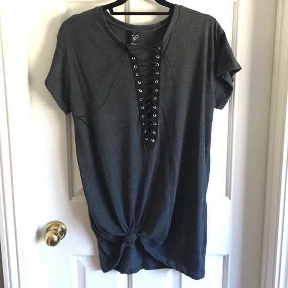Dark gray lace up tunic