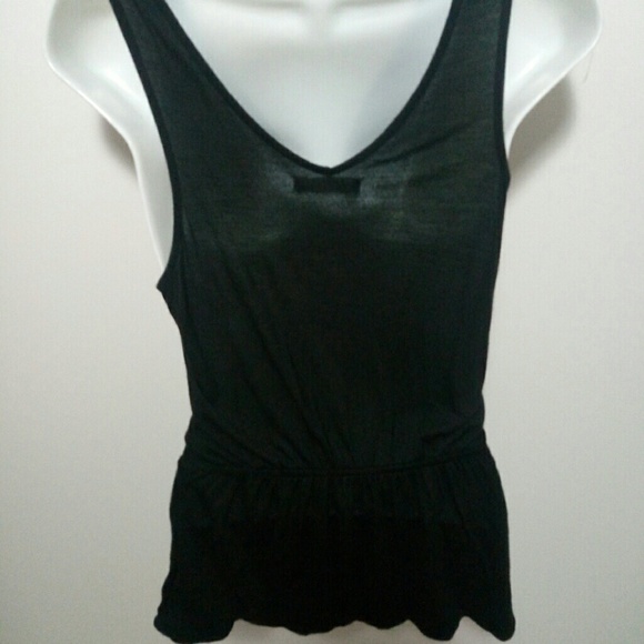 Old Navy black low neckline peplum top - Picture 2 of 4