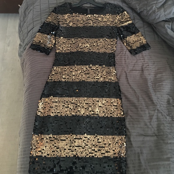 Bcbg "marta" black and gold evening dress.