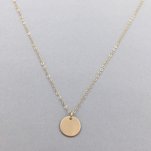 Gold filled circle coin disc dainty necklace - Picture 4 of 4