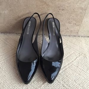 Via Spiga Black Patent Leather Slingback Pumps