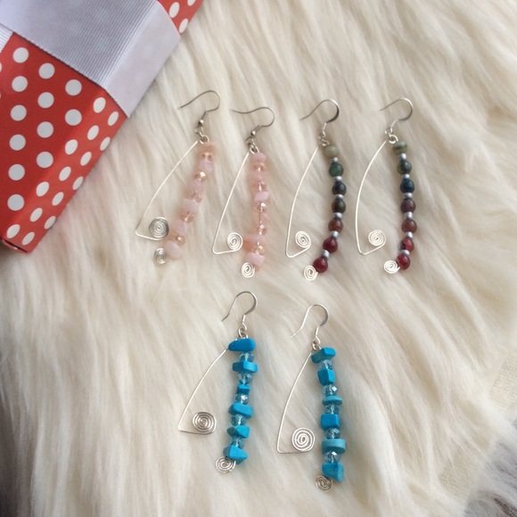 💯 % Stone Earrings 925 Sterling Silver
