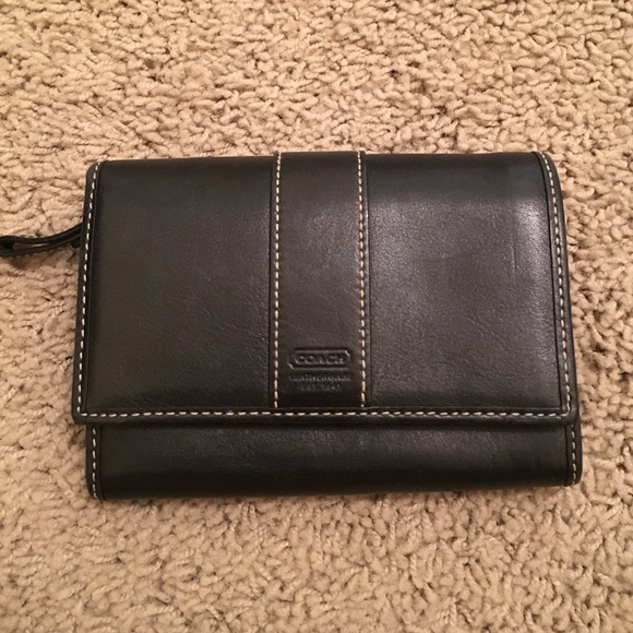 Black leather coach wallet