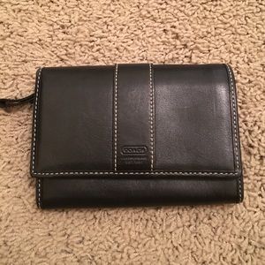 Black leather coach wallet