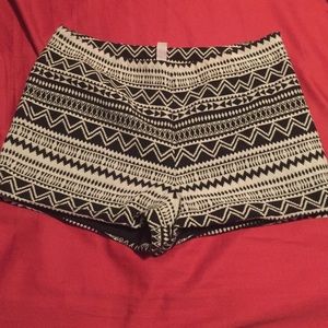Tribal print side zip shorts
