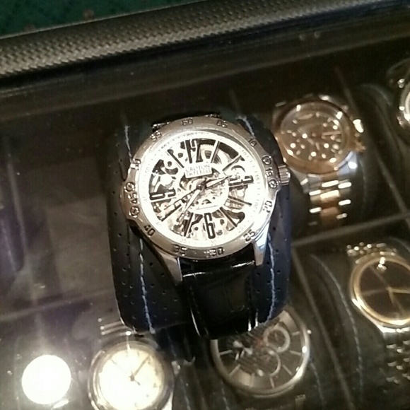 Automatic croton leather band watch