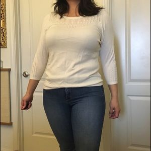 H&M white knit sweater large