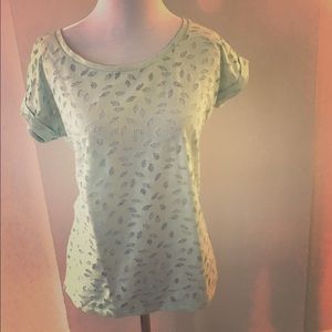 Scotch & Soda blueish sleeveless top w leaves S/1