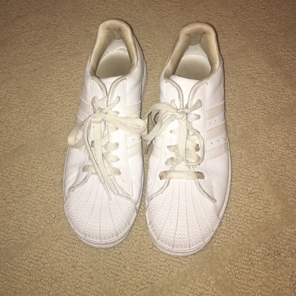 all white adidas superstars