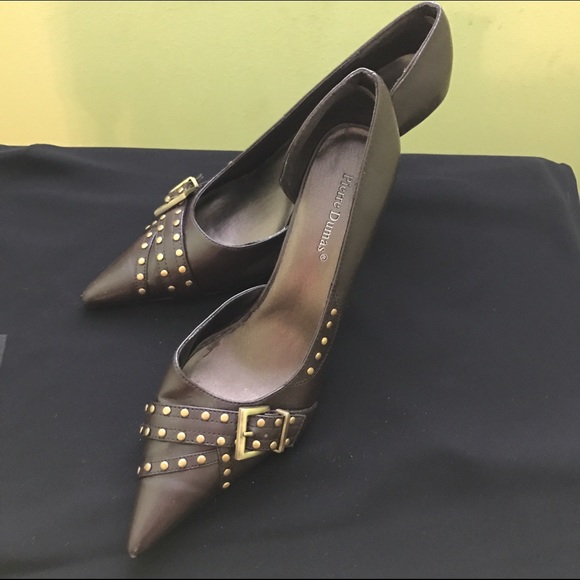 Pierre Dumas Brown Studded Kitten Heels