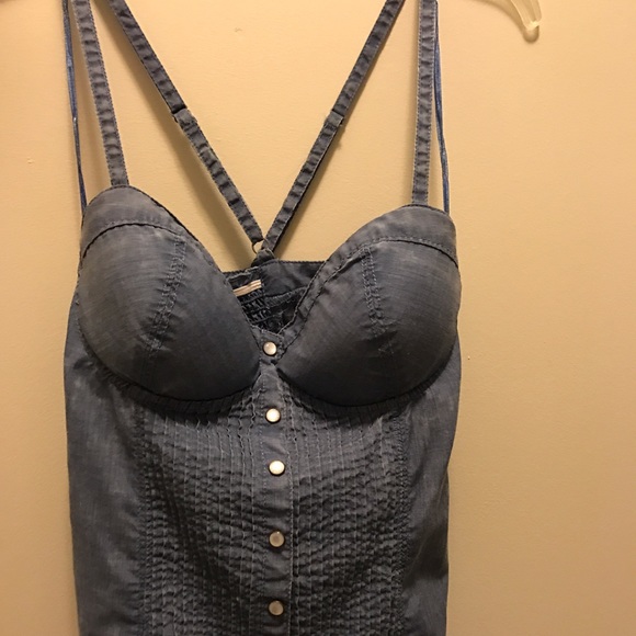 Guess bustier chambray blouse