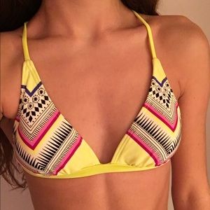 Rip Curl Yellow and Pink Bikini Top
