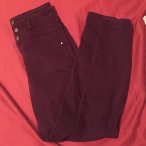 Burgundy high waisted skinny jeans