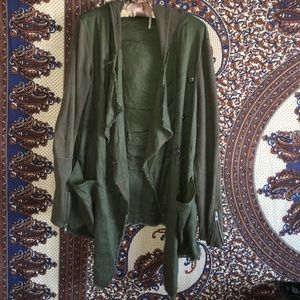 FREE PEOPLE olive green button jacket!