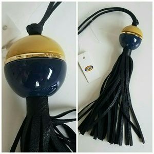 Fossil Black Tassel Leather Bag Charm Fossil Black Tassel Leather Bag Charm