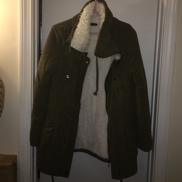 Green down winter coat