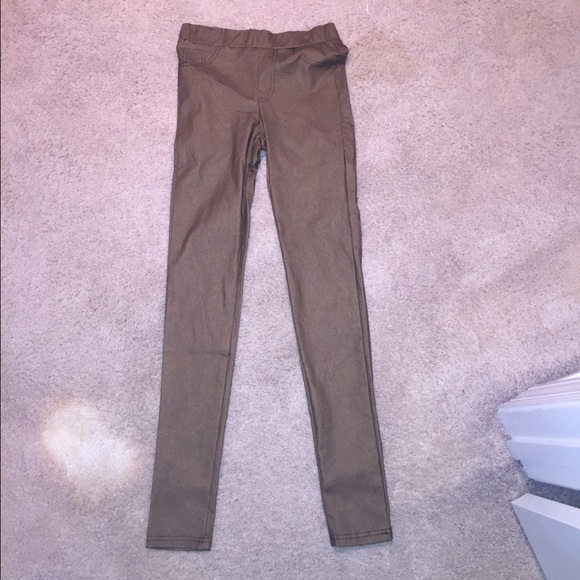 Brown metallic leggings/jeans