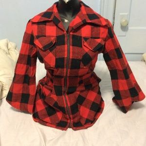 Vintage red plaid wool jacket