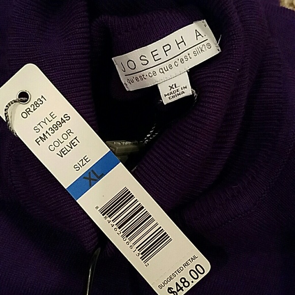 Joseph A Womens Purple Sleeveless Sweater Top XL